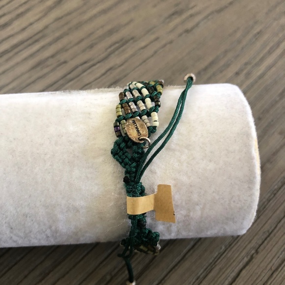 New Auth Chan Luu Green Mix Seed Bead Pull Tie Bra - Picture 3 of 4